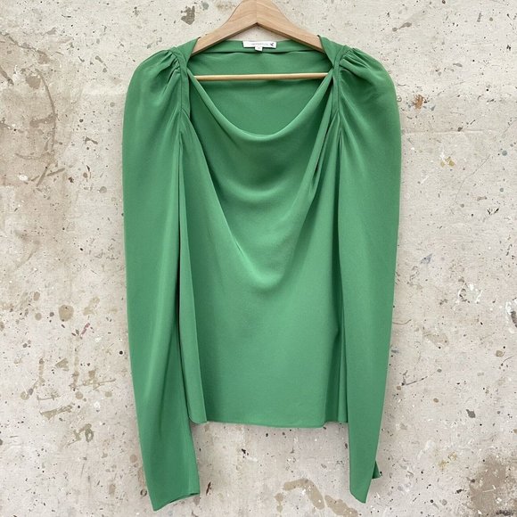 Vanya Emerald Sequins Cotton Silk Blouse